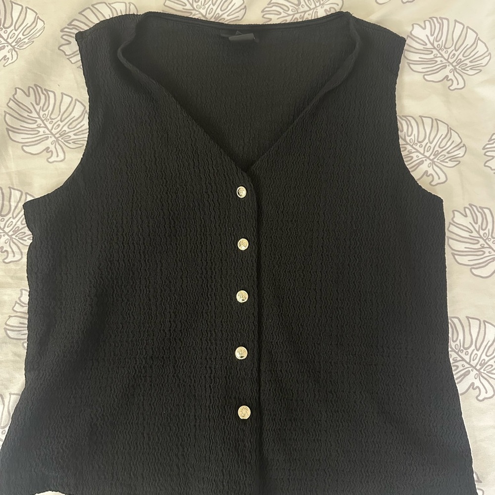 Enfocus Studio Black Textured Tank Top
